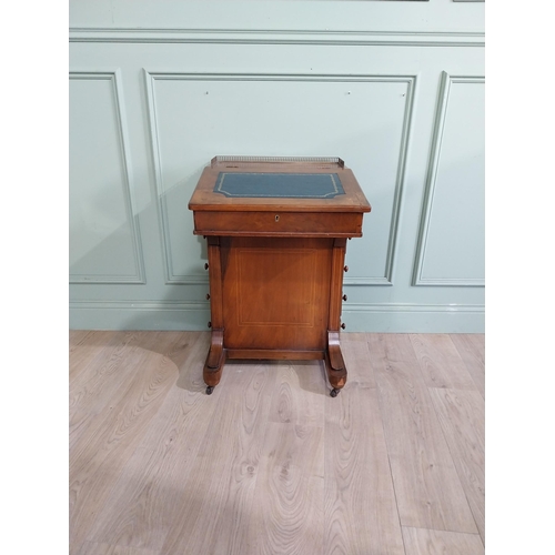 480 - Victorian walnut and satinwood davenport with brass gallery and fitted interior. {80 cm H x 54 cm W ... 