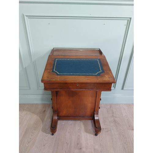 480 - Victorian walnut and satinwood davenport with brass gallery and fitted interior. {80 cm H x 54 cm W ... 