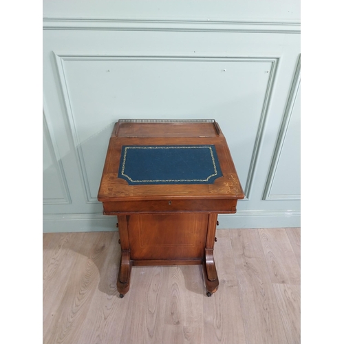 480 - Victorian walnut and satinwood davenport with brass gallery and fitted interior. {80 cm H x 54 cm W ... 