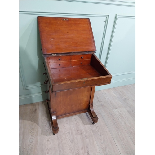 480 - Victorian walnut and satinwood davenport with brass gallery and fitted interior. {80 cm H x 54 cm W ... 