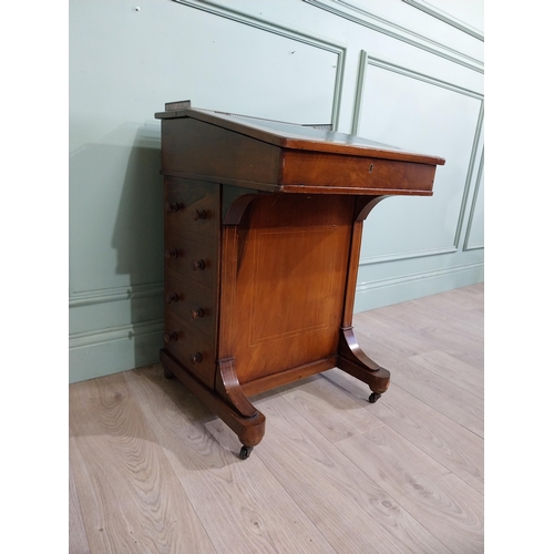 480 - Victorian walnut and satinwood davenport with brass gallery and fitted interior. {80 cm H x 54 cm W ... 