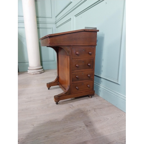 480 - Victorian walnut and satinwood davenport with brass gallery and fitted interior. {80 cm H x 54 cm W ... 