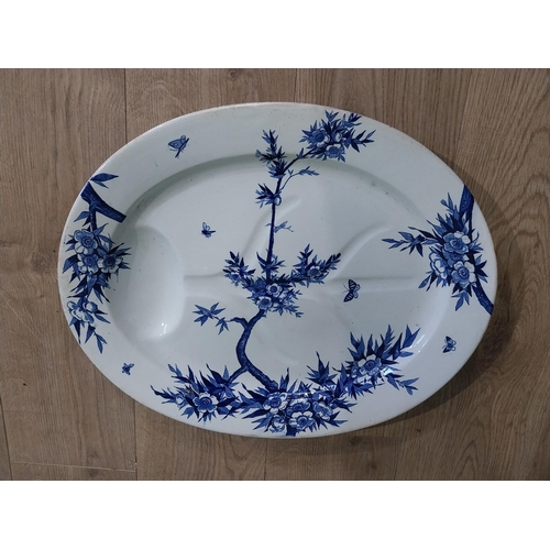 489 - First period Belleek Thorn design meat platter. {40 cm H x 50 cm W}.