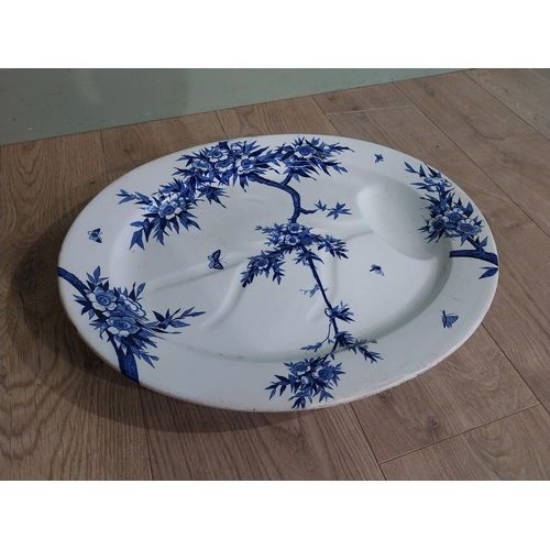 489 - First period Belleek Thorn design meat platter. {40 cm H x 50 cm W}.