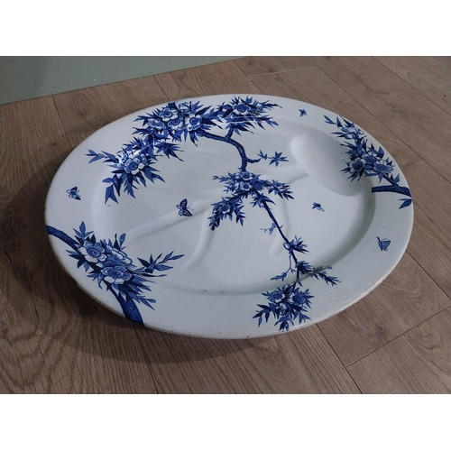 489 - First period Belleek Thorn design meat platter. {40 cm H x 50 cm W}.