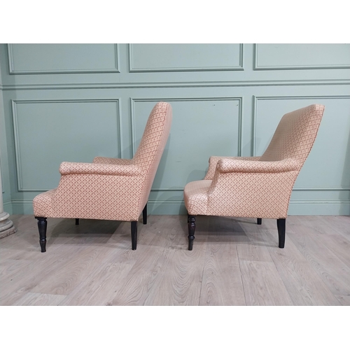 494 - Pair of 19th C. French ebonised and upholstered armchairs. {90 cm H x 72 cm W x 80 cm D}.