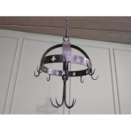 497 - French wrought iron pot rack. {45 cm H x 35 cm Dia.}.