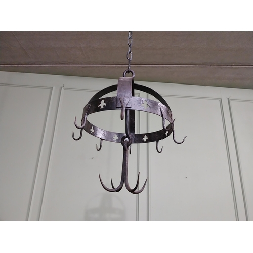 497 - French wrought iron pot rack. {45 cm H x 35 cm Dia.}.