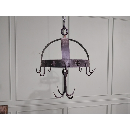 497 - French wrought iron pot rack. {45 cm H x 35 cm Dia.}.