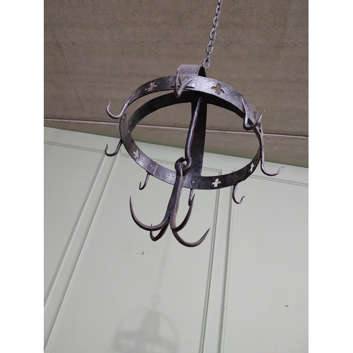 497 - French wrought iron pot rack. {45 cm H x 35 cm Dia.}.