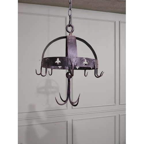 497 - French wrought iron pot rack. {45 cm H x 35 cm Dia.}.