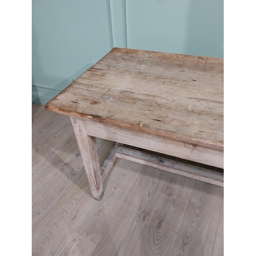 499 - 19th C. Irish scrubbed pine two plank kitchen table on square legs and single stretcher. {74 cm H x ... 