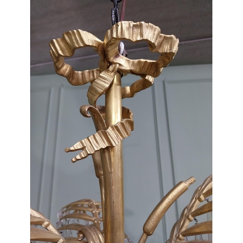 5 - Good quality early 20th C. French  gilded bronze and glass palm tree chandelier in the Joseph Hoffma... 