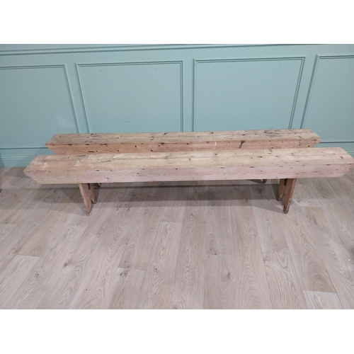 500 - Pair of early 20th C. Pine benches. {47 cm H x 243 cm W x 25 cm D}.