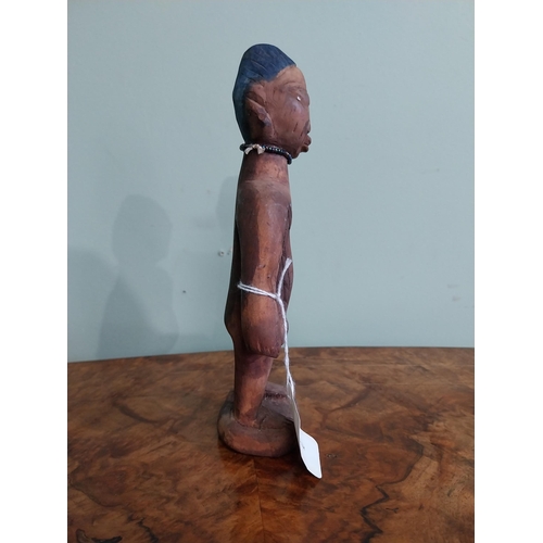 517 - Painted hardwood South Sea Totem. {21 cm H x 9 cm W x 5 cm D}.