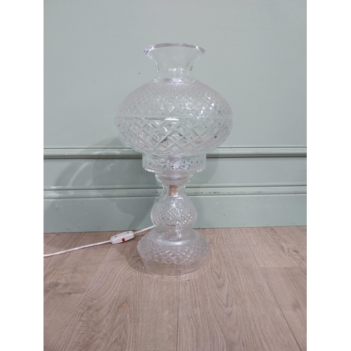 52 - Large Waterford Crystal glass table lamp. {50 cm H x 27 cm Dia.}.