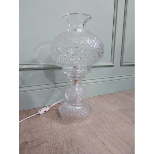 52 - Large Waterford Crystal glass table lamp. {50 cm H x 27 cm Dia.}.