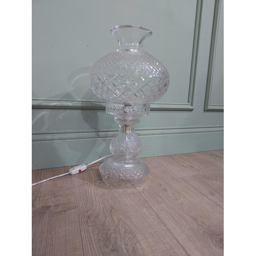 52 - Large Waterford Crystal glass table lamp. {50 cm H x 27 cm Dia.}.