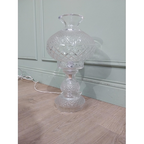 52 - Large Waterford Crystal glass table lamp. {50 cm H x 27 cm Dia.}.