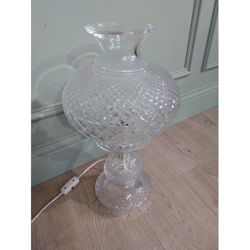 52 - Large Waterford Crystal glass table lamp. {50 cm H x 27 cm Dia.}.