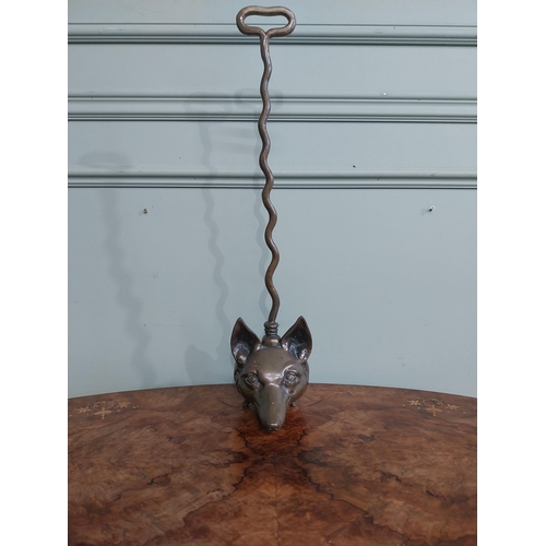 521 - Bronze doorstop in the form of a Fox�s head. {57 cm H x 13 cm W  x 7 cm D}