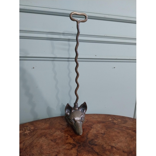 521 - Bronze doorstop in the form of a Fox�s head. {57 cm H x 13 cm W  x 7 cm D}