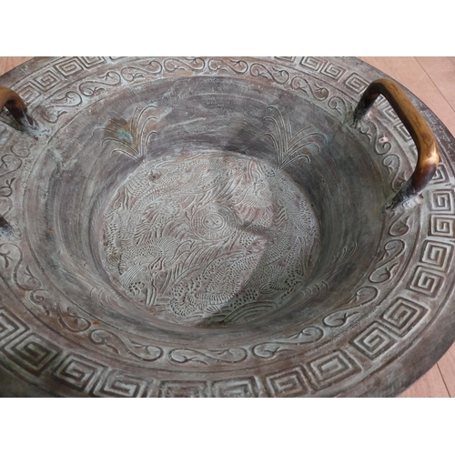 522 - Antique oriental bronze sensor bowl. {16 cm H x 43 cm Dia.}.