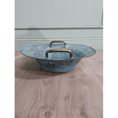 522 - Antique oriental bronze sensor bowl. {16 cm H x 43 cm Dia.}.