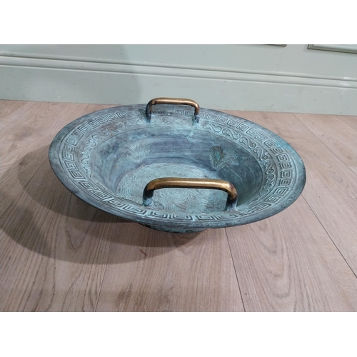 522 - Antique oriental bronze sensor bowl. {16 cm H x 43 cm Dia.}.