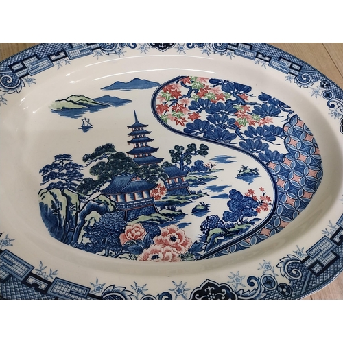 529 - Early 20th C. blue and white Ceramic meat platter. {35 cm H x 47 cm W}.