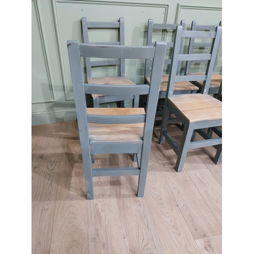 531 - Set of eight country house painted chairs. {95 cm H x 37 cm W x 40 cm D}.