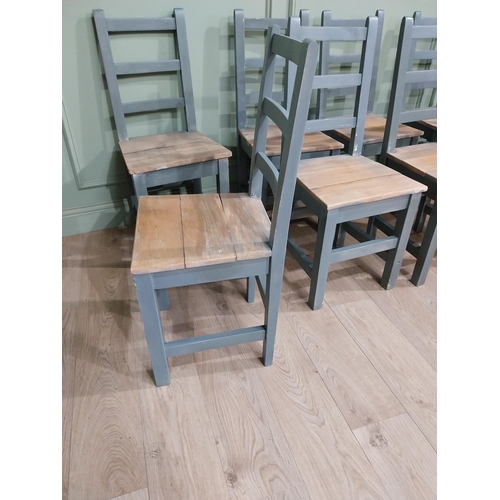 531 - Set of eight country house painted chairs. {95 cm H x 37 cm W x 40 cm D}.