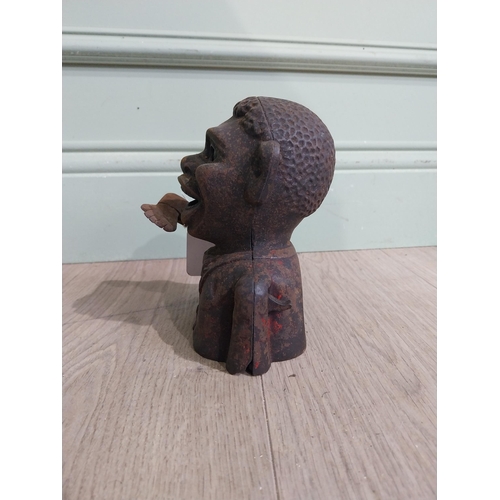 532 - 19th C. Cast iron money bank. {18 cm H x 14 cm W x 12 cm D}.