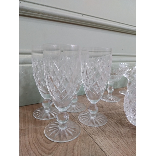 537 - Large collection of nine Waterford cut glass crystal glasses and other glass vases and candle holder... 