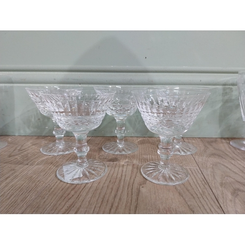 537 - Large collection of nine Waterford cut glass crystal glasses and other glass vases and candle holder... 