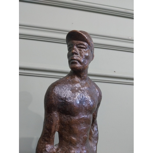 540 - Bronze doorstop in the form of a Miner. {40 cm H x 13 cm W x 7 cm D}.