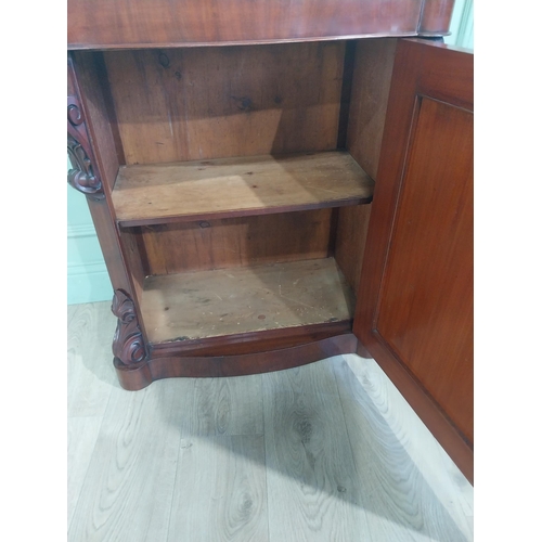 543 - Victorian mahogany side cabinet flanked by two turned columns with single short drawer over long doo... 