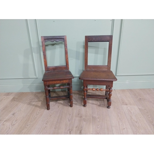 549 - Pair of late 18th C. Oak side chairs. {83 cm H x 41 cm W x 34 cm D}.