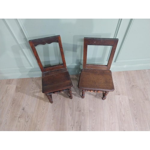 549 - Pair of late 18th C. Oak side chairs. {83 cm H x 41 cm W x 34 cm D}.