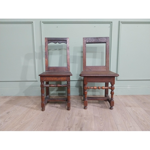 549 - Pair of late 18th C. Oak side chairs. {83 cm H x 41 cm W x 34 cm D}.