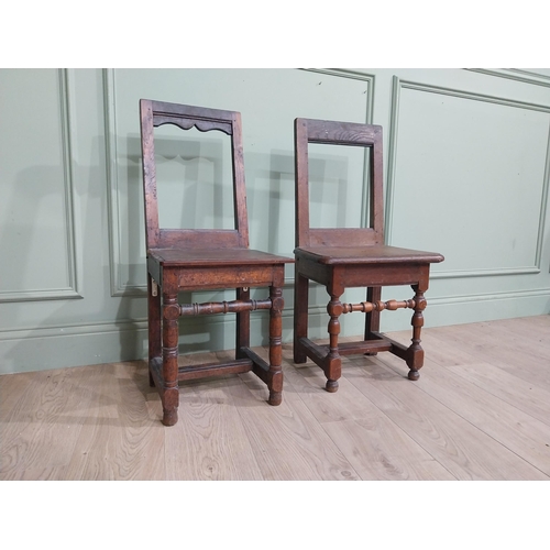 549 - Pair of late 18th C. Oak side chairs. {83 cm H x 41 cm W x 34 cm D}.