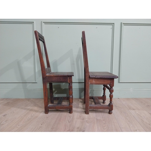 549 - Pair of late 18th C. Oak side chairs. {83 cm H x 41 cm W x 34 cm D}.