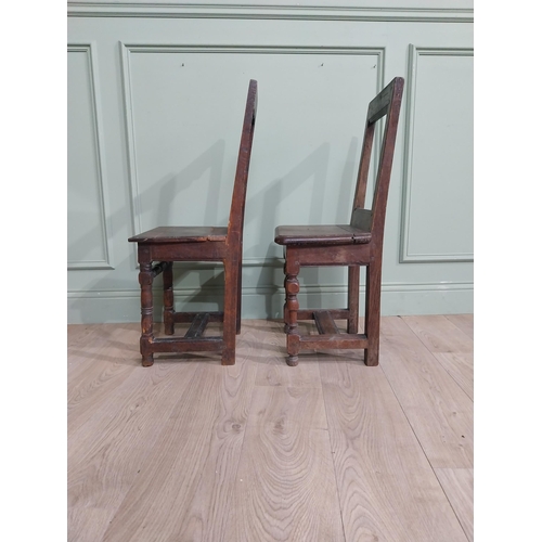 549 - Pair of late 18th C. Oak side chairs. {83 cm H x 41 cm W x 34 cm D}.