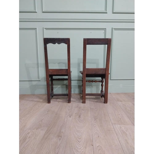 549 - Pair of late 18th C. Oak side chairs. {83 cm H x 41 cm W x 34 cm D}.