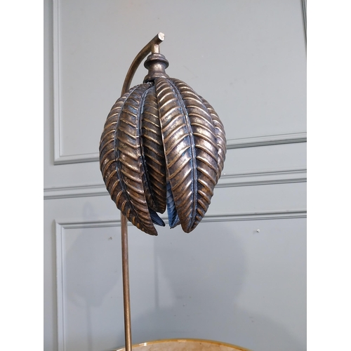 55 - Gilded metal palm tree table lamp by P T N D collection. {67 cm H x 29 cm W x 20 mc D}.