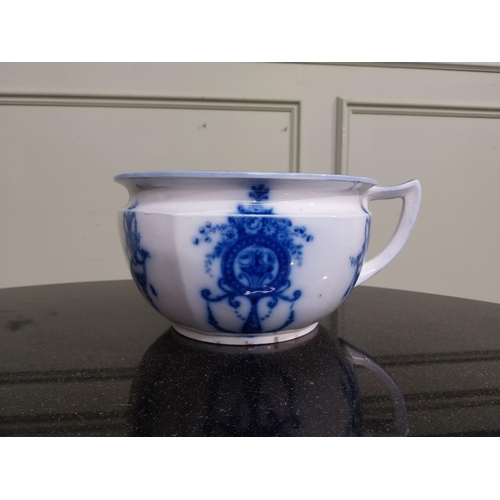 552 - Blue and white po, soap dish, boot and glass vase. {12 cm H}. 20 cm H and 10 cm H}