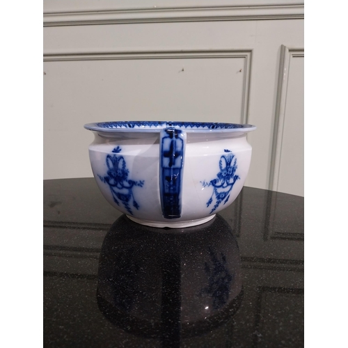 552 - Blue and white po, soap dish, boot and glass vase. {12 cm H}. 20 cm H and 10 cm H}