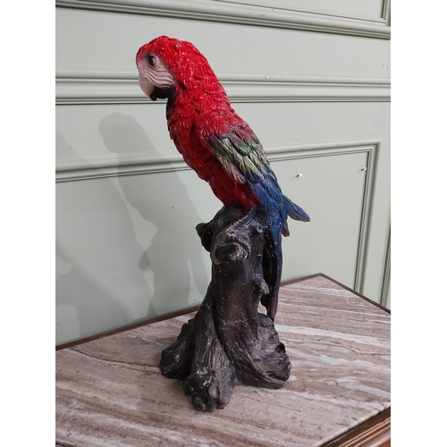 555 - Good quality bronze model of a Parrot. {45 cm H x 20 cm W x 20 cm D}.