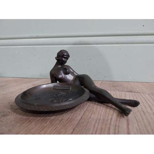 563 - Art Deco Egyptian figure on onyx base {12 cm H x 10 cm W  x 10 cm D} and ashtray surmounted by femal... 