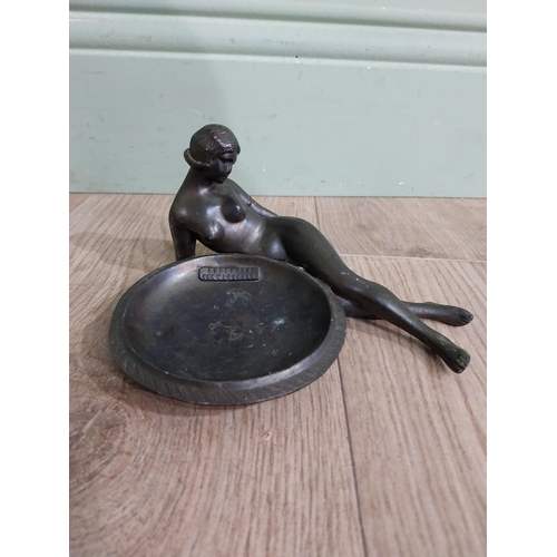 563 - Art Deco Egyptian figure on onyx base {12 cm H x 10 cm W  x 10 cm D} and ashtray surmounted by femal... 